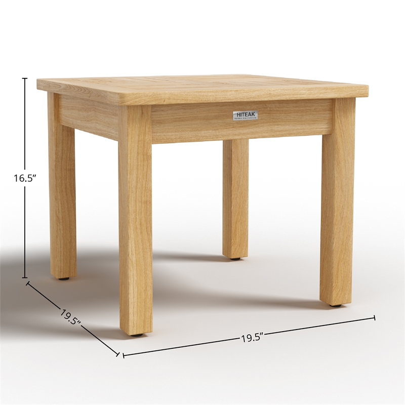 Pemberly Row Contemporary Square Premium Teak Outdoor Side Table