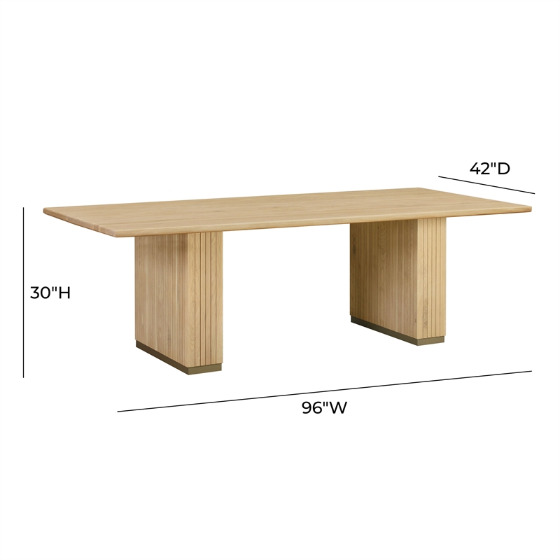 Pemberly Row Transitional Accent Oak Wood Rectangular Dining Table