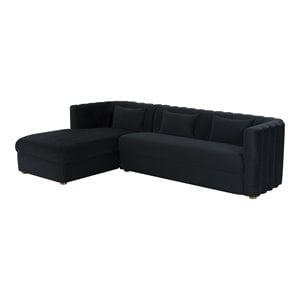 Pemberly Row 29.5&quotH LAF Velvet Upholstered/Wood Sectional in Black