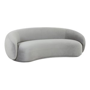 Pemberly Row 28.4&quotH Modern Velvet Upholstered/Wood Sofa in Light Gray
