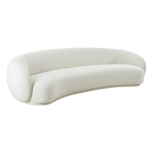 Pemberly Row Transitional Accent Cream Velvet Upholstered120&quot Sofa