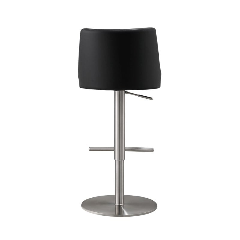 Pemberly Row Black and Silver Vegan Leather Adjustable Stool