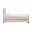 Pemberly Row Transitional Blush Velvet Trundle Bed in Twin Size
