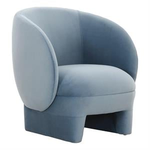 Pemberly Row Transitional Accent Velvet Accent Chair in Blue Stone