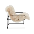 Pemberly Row Transitional Accent Natural Genuine Sheepskin Chair