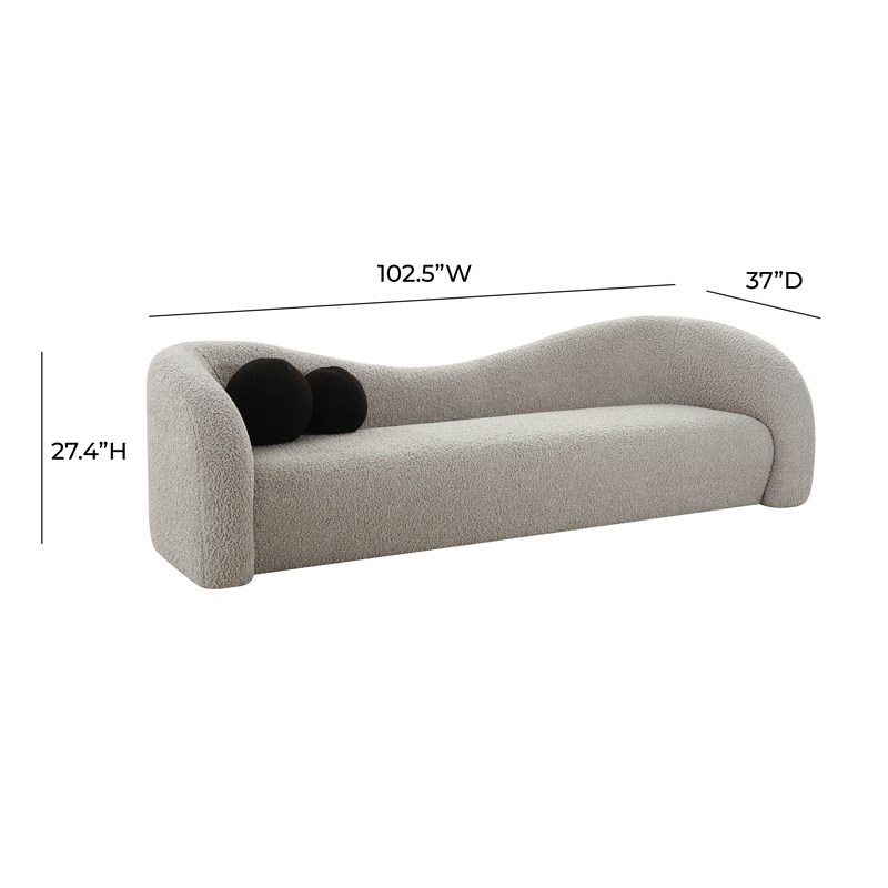 Pemberly Row Transitional Gray Upholstered Faux Shearling Sofa