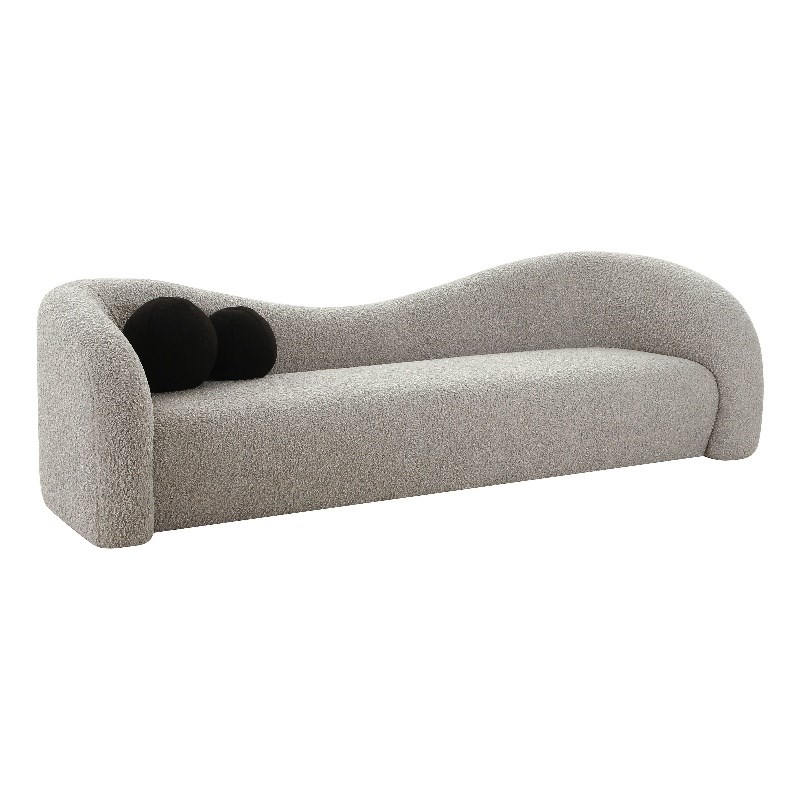 Pemberly Row Transitional Gray Upholstered Faux Shearling Sofa