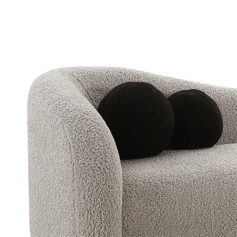 Pemberly Row Transitional Gray Upholstered Faux Shearling Sofa