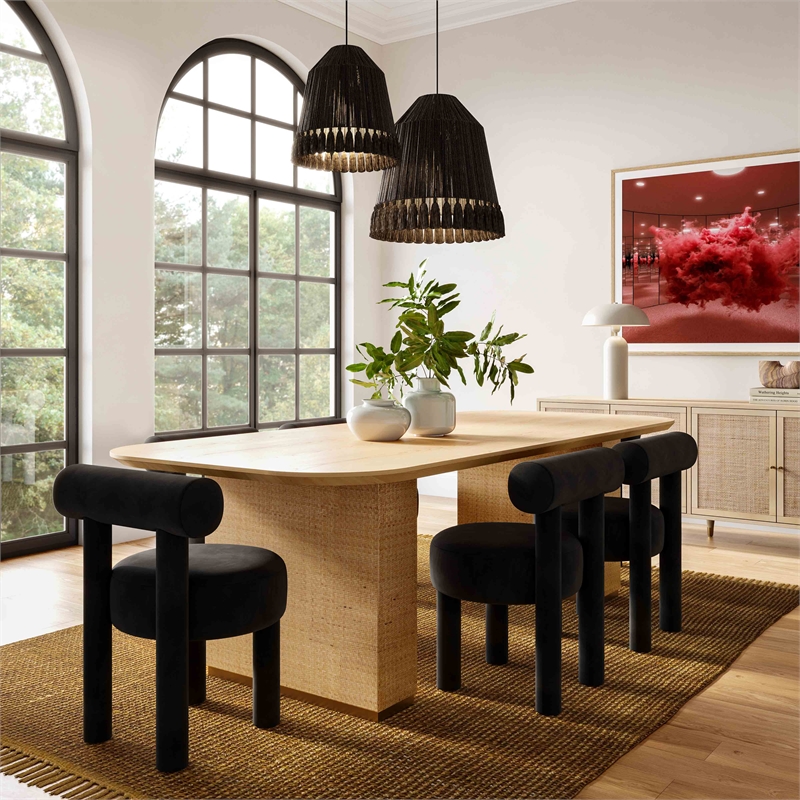 Pemberly Row Handmade Transitional Accent Black Velvet Dining Chair