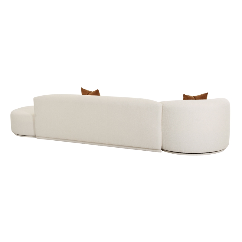 Pemberly Row Transitional Cream Boucle 3-Piece Chaise Modular Sofa