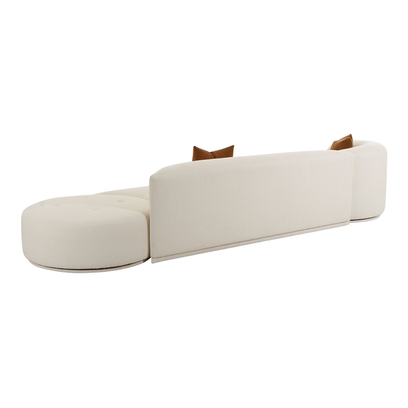 Pemberly Row Transitional Cream Boucle 3-Piece Chaise Modular Sofa