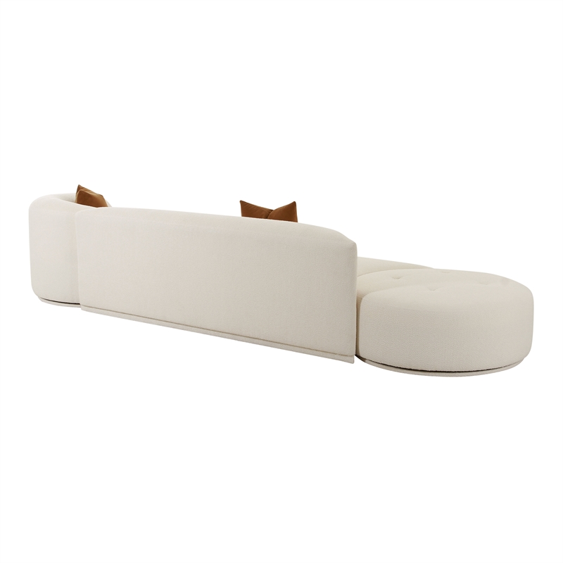 Pemberly Row Transitional Cream Boucle 3-Piece Chaise Modular Sofa
