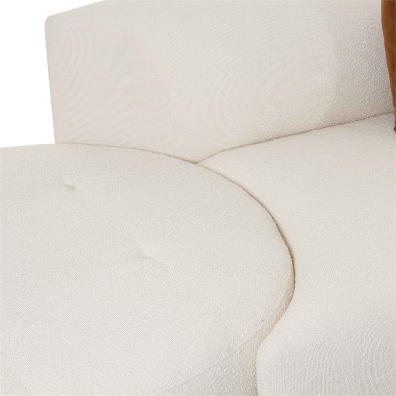Pemberly Row Transitional Cream Boucle 3-Piece Chaise Modular Sofa
