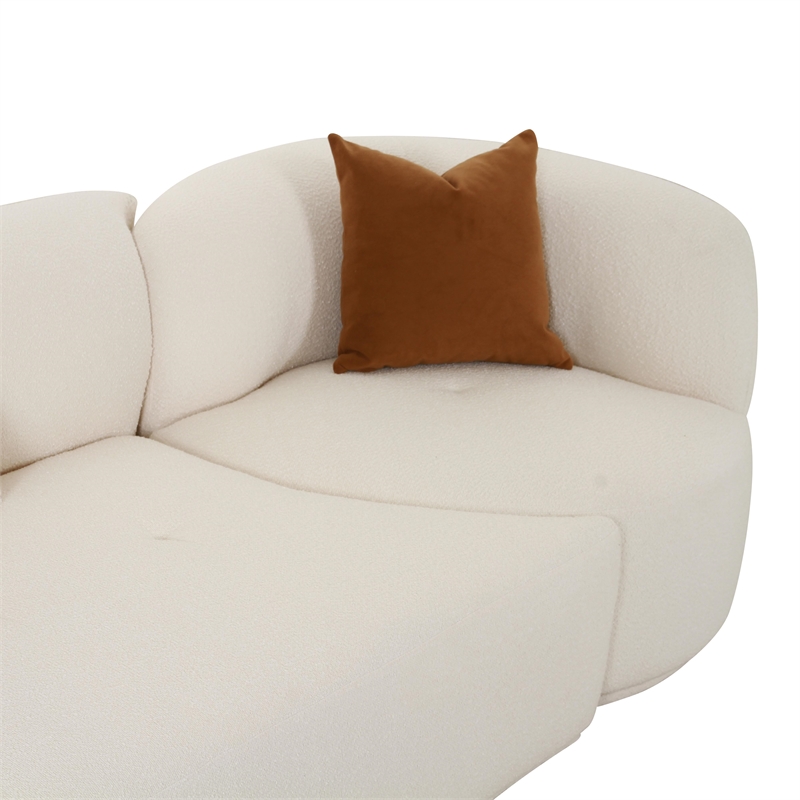 Pemberly Row Transitional Cream Boucle 3-Piece Chaise Modular Sofa