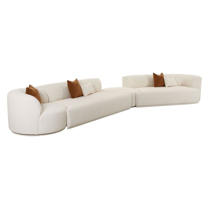 Pemberly Row Transitional Cream Boucle 4-Piece Modular RAF Sectional