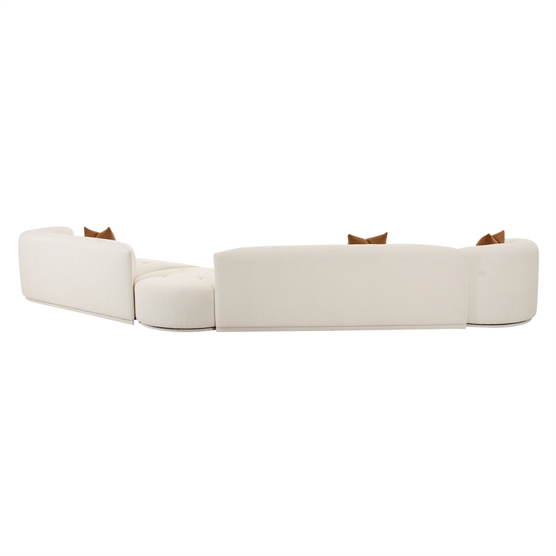 Pemberly Row Transitional Cream Boucle 4-Piece Modular RAF Sectional