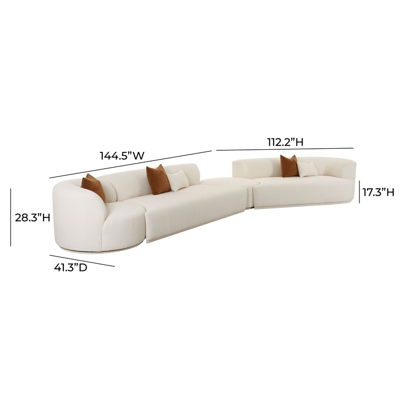 Pemberly Row Transitional Cream Boucle 4-Piece Modular RAF Sectional