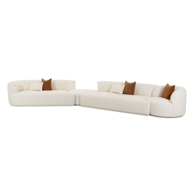 Pemberly Row Transitional Cream Boucle 4-Piece Modular LAF Sectional