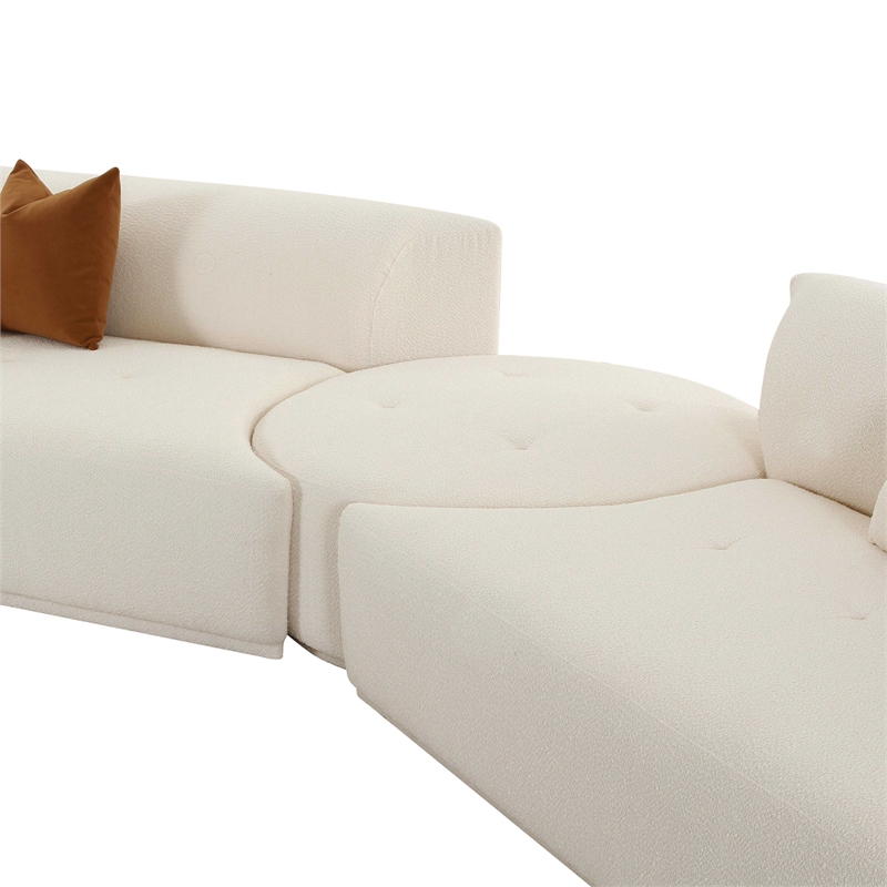 Pemberly Row Transitional Cream Boucle 4-Piece Modular LAF Sectional
