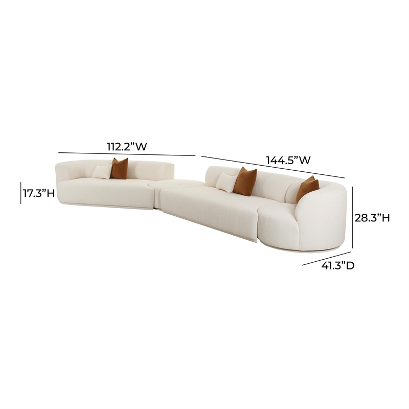 Pemberly Row Transitional Cream Boucle 4-Piece Modular LAF Sectional