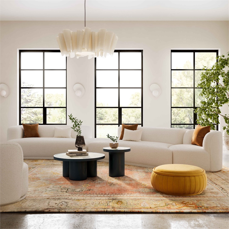 Pemberly Row Transitional Cream Boucle 4-Piece Modular LAF Sectional