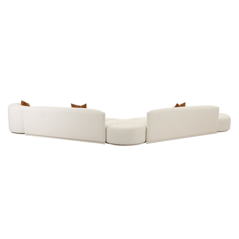 Pemberly Row Transitional Cream Boucle 5-Piece Modular Chaise Sectional