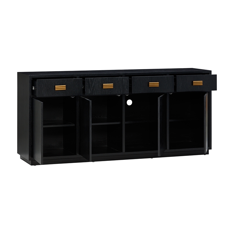 Pemberly Row Handmade Contemporary Accent Black Finish Oak Buffet
