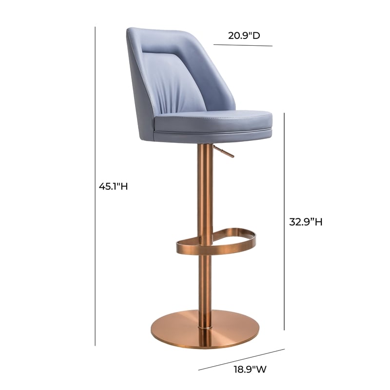 Pemberly Row Transitional Lavender Mist and Gold Adjustable Swivel Stool