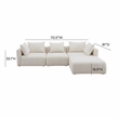 Pemberly Row Contemporary Cream Upholstered 4-Piece Modular Sectional