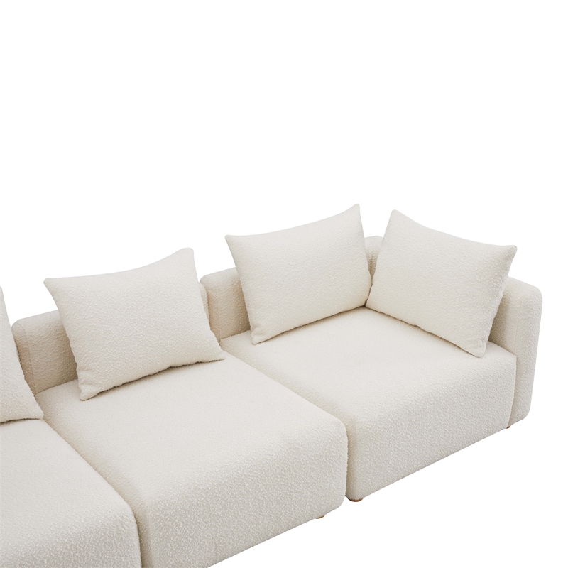 Pemberly Row Handmade Contemporary Accent Cream Finish Boucle Sofa