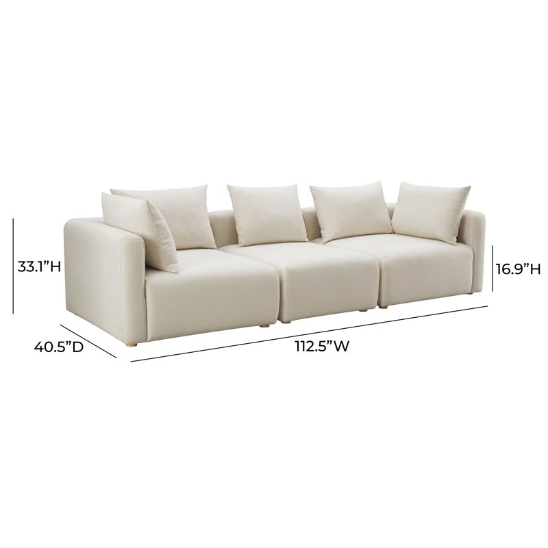 Pemberly Row Handmade Contemporary Accent Cream Finish Linen Sofa