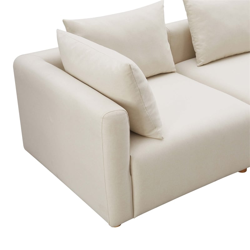 Pemberly Row Handmade Contemporary Accent Cream Linen Loveseat