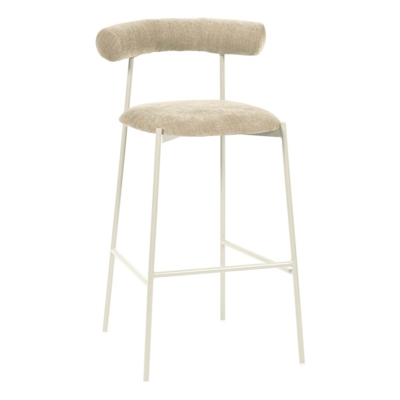 Pemberly Row Contemporary Upholstered Velvet Bar Stool in Taupe