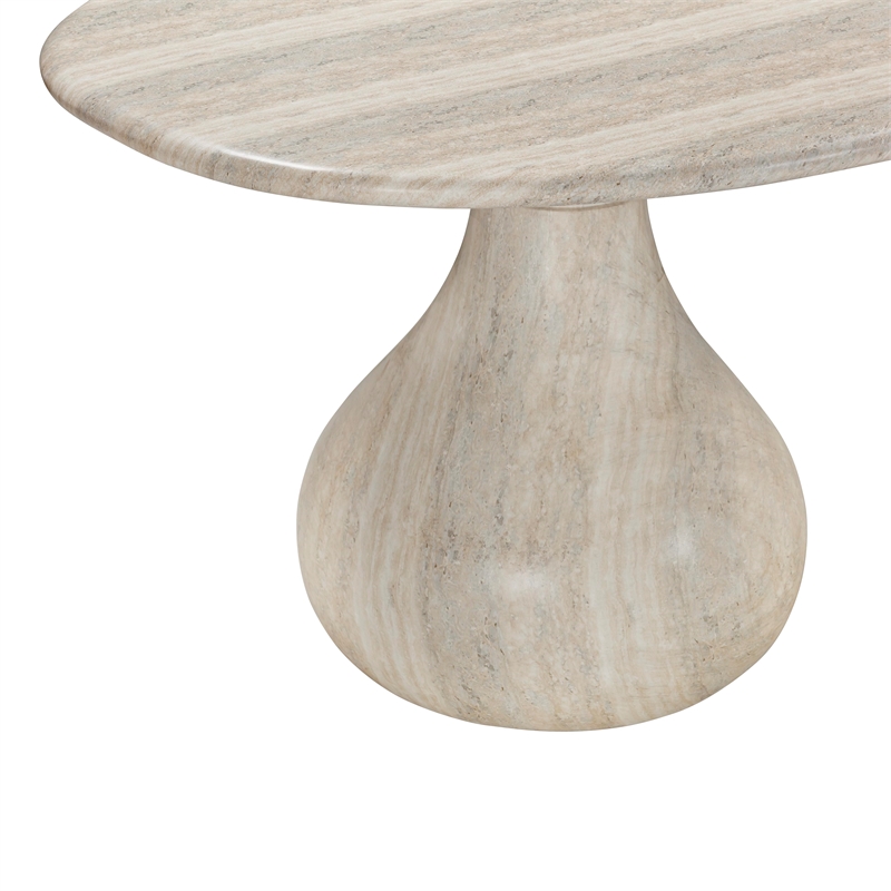 Pemberly Row Indoor/Outdoor Stone Pedestal Dining Table in Stone