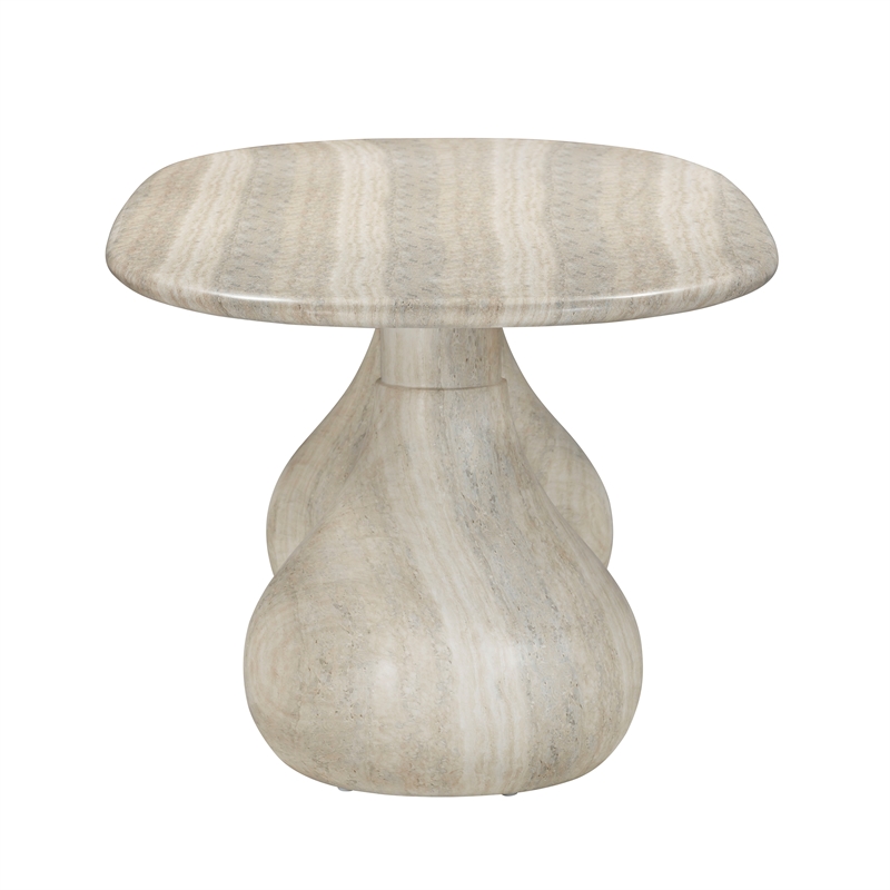Pemberly Row Indoor/Outdoor Stone Pedestal Dining Table in Stone