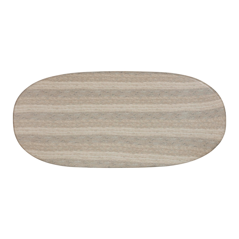 Pemberly Row Indoor/Outdoor Stone Pedestal Dining Table in Stone
