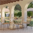 Pemberly Row Indoor/Outdoor Stone Pedestal Dining Table in Stone