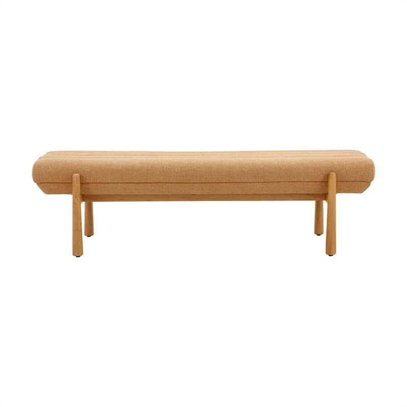 Pemberly Row Contemporary Sunflower Yellow Heavy Linen Bench