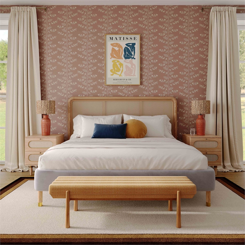 Pemberly Row Contemporary Sunflower Yellow Heavy Linen Bench