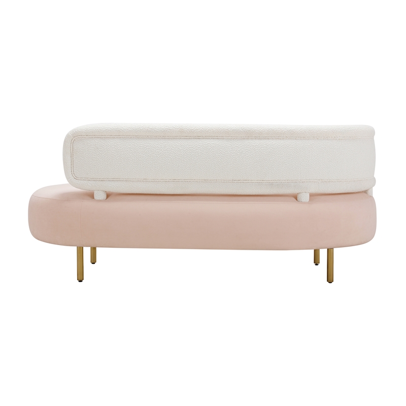 Pemberly Row Contemporary Accent Cream Boucle & Blush Velvet Sofa