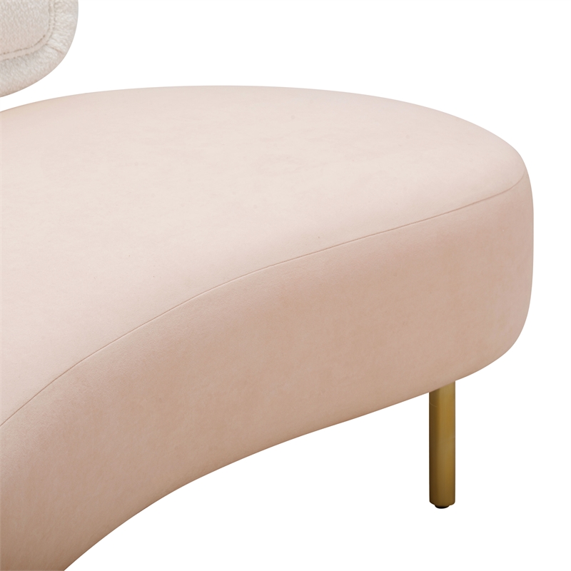 Pemberly Row Contemporary Accent Cream Boucle & Blush Velvet Sofa