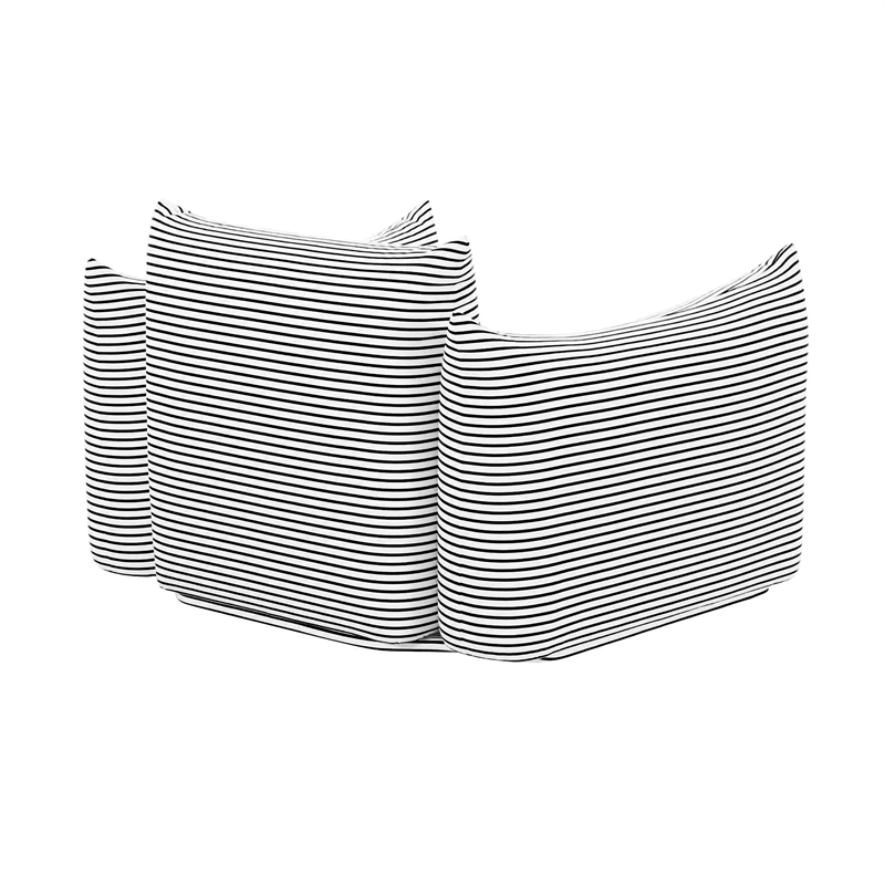 Pemberly Row Pearl and Black Striped Stuffed Outdoor Armchair