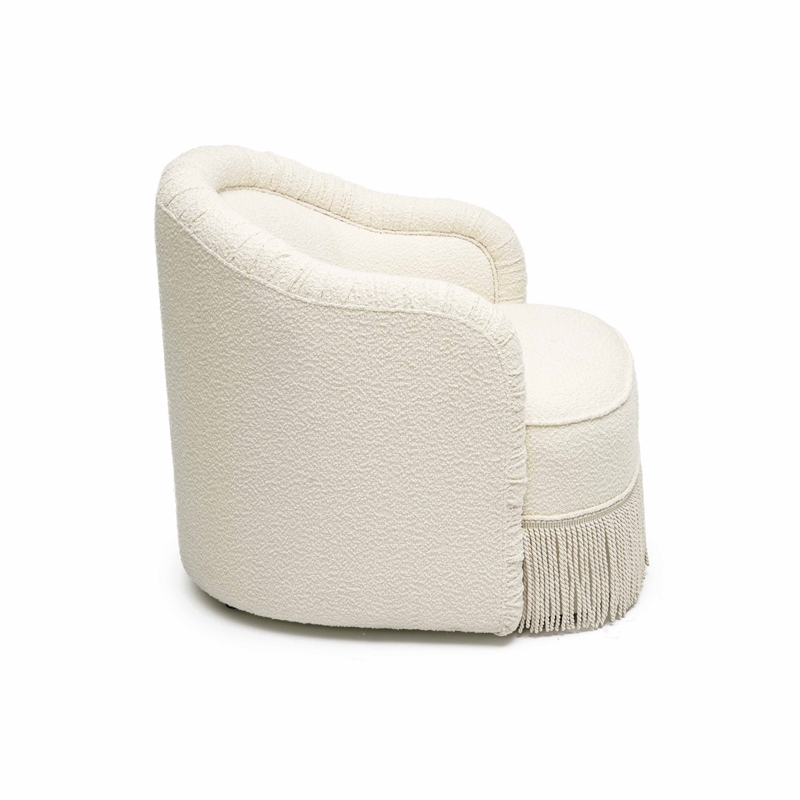 Pemberly Row Transitional Accent Cream Finish Boucle Lounge Chair
