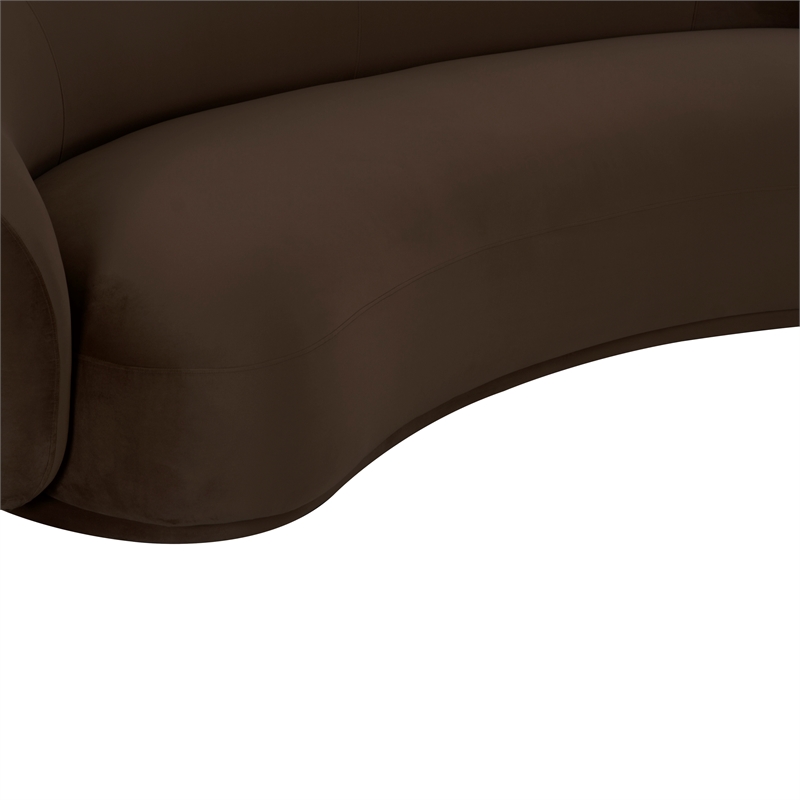 Pemberly Row Transitional Accent Chocolate Brown Velvet Sofa