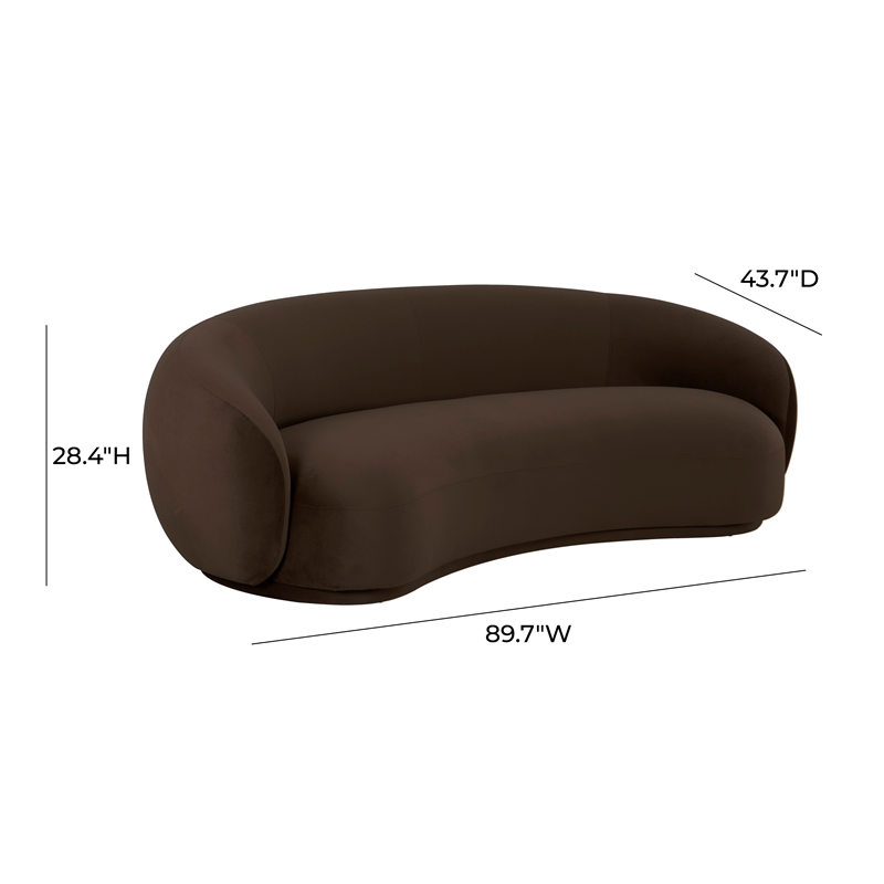 Pemberly Row Transitional Accent Chocolate Brown Velvet Sofa