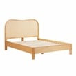 Pemberly Row Contemporary Accent Natural Wood & Rattan Queen Bed