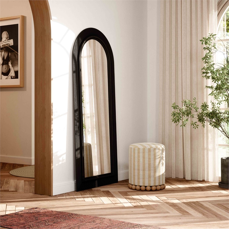 Pemberly Row Contemporary Accent Black Rattan 70