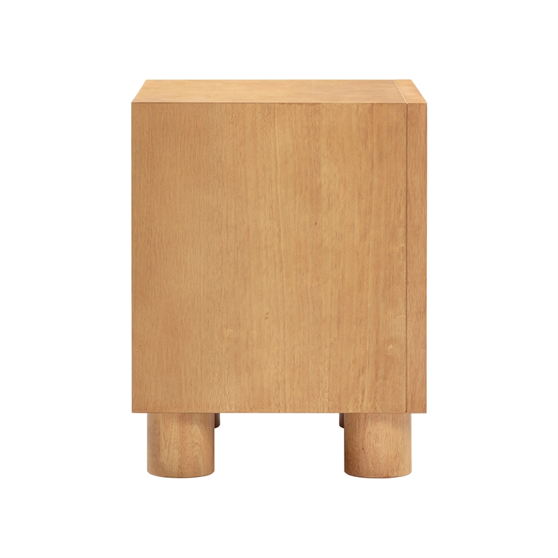 Pemberly Row Handmade Mid-Century Natural Rubberwood Nightstand