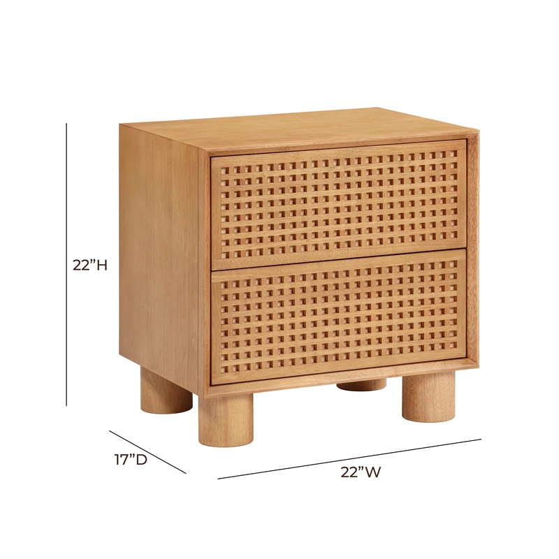 Pemberly Row Handmade Mid-Century Natural Rubberwood Nightstand
