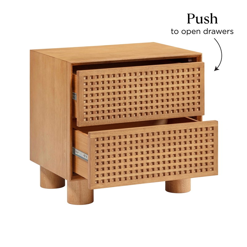 Pemberly Row Handmade Mid-Century Natural Rubberwood Nightstand
